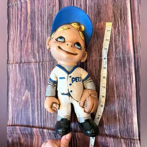 Vintage 70s Atlantic Mold Ceramic Pets Baseball Player Smiley‎ Statue